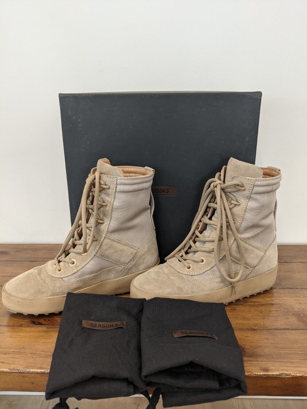 Yeezy Season 3 Military "Rock" Nylon Thick Suede Boots Womens 7.5 EU 38